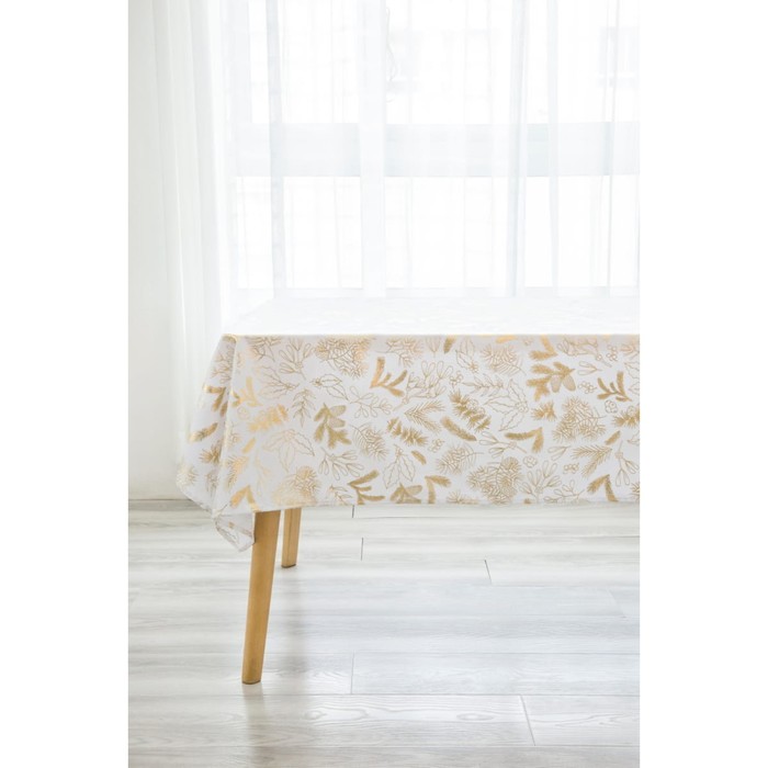 фото Скатерть arya home poinsettia, размер 160x220 см, цвет белый, золотистый