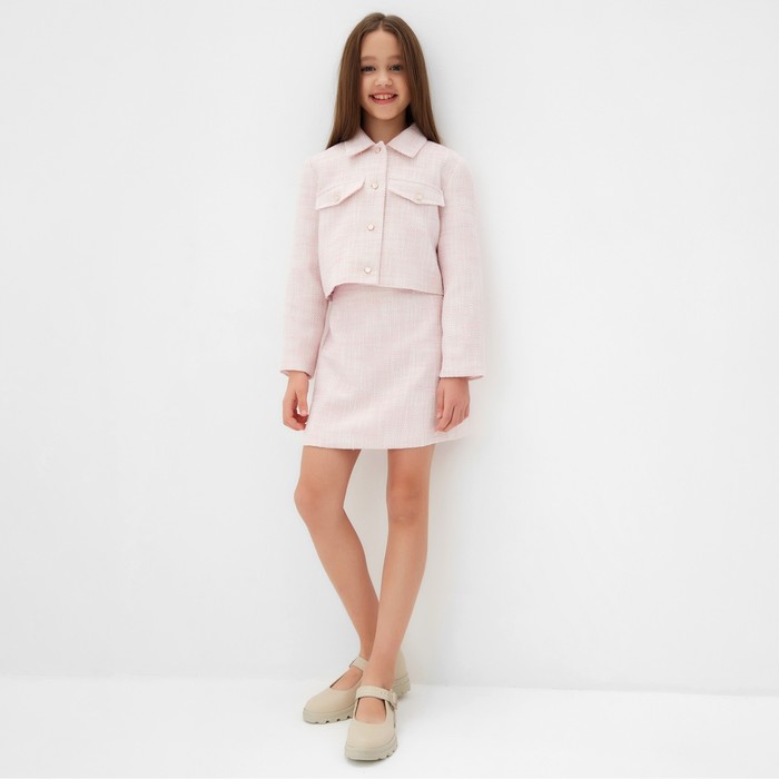 фото Комплект для девочки (жакет и юбка) minaku: partydress, цвет розовый, рост 134 см