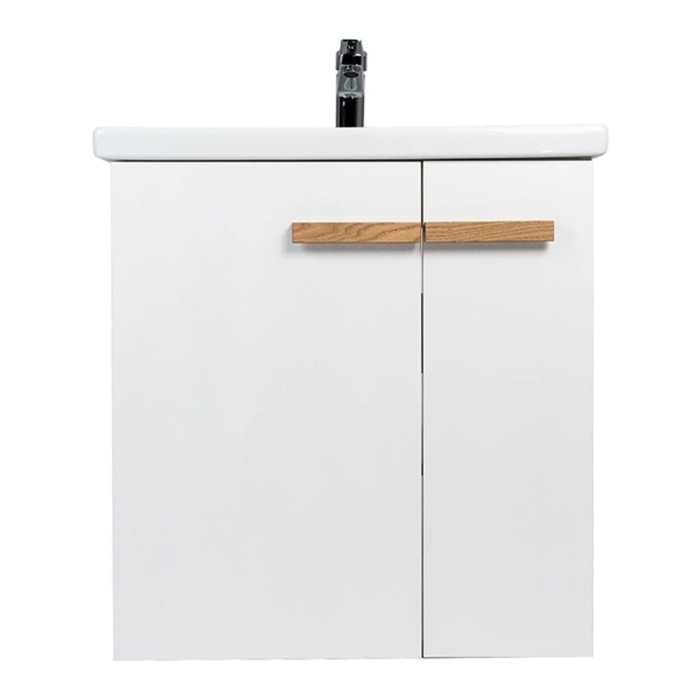 фото Тумба viant «мюнхен» 2 створки, подвесная, 425х655х620 мм, белая, с раковиной como 70