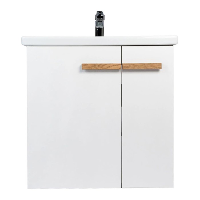 фото Тумба viant «мюнхен» 2 створки, подвесная, 425х760х620 мм, белая, с раковиной como 80