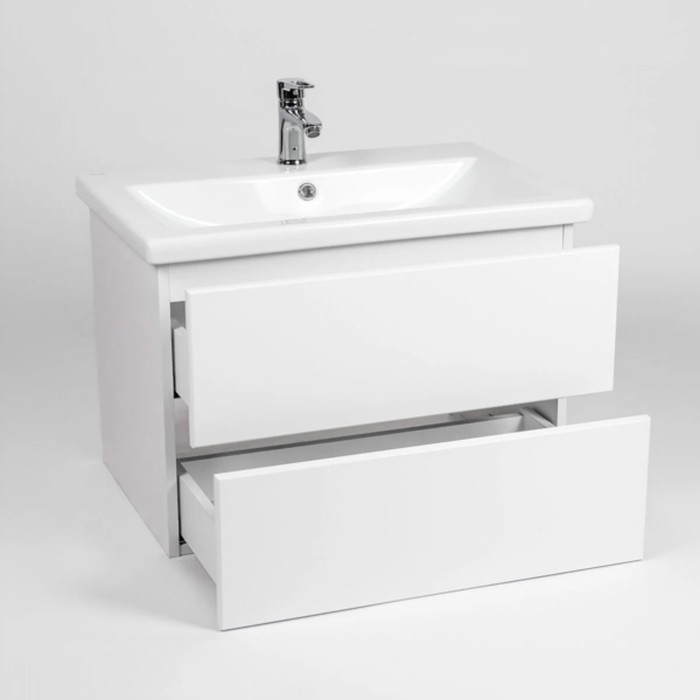 фото Тумба viant «софия» 2 ящика, подвесная, 425х760х500 мм, белая, с раковиной como 80