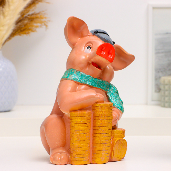 фото Копилка "свин с деньгами" 25х16х10см хорошие сувениры