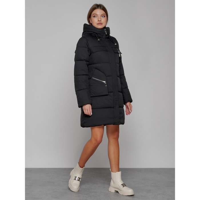 фото Пальто утепленное зимнее женское, размер 56, цвет чёрный mtforce