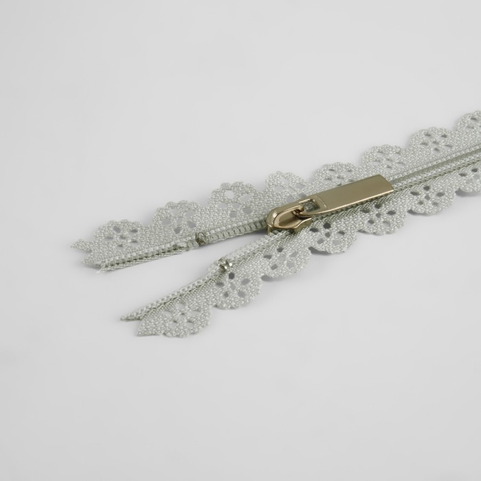 фото Молния «спираль», ажурная, №3, неразъёмная, замок автомат, 50 см, цвет серый