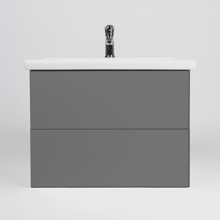 фото Тумба viant «софия» 2 ящика, подвесная, 425х655х500 мм, цвет графит, с раковиной como 70