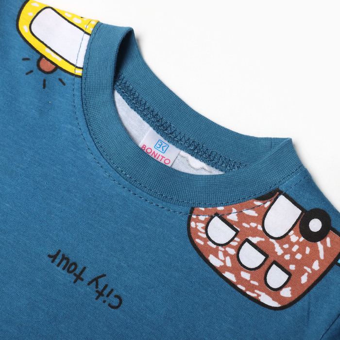 фото Пижама для мальчиков, цвет джинс/машинки, рост 116 см bonito