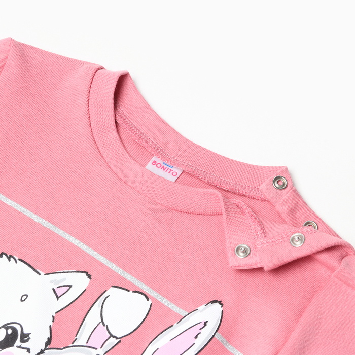 фото Лонгслив для девочки, цвет тёмно-розовый, рост 104 см bonito