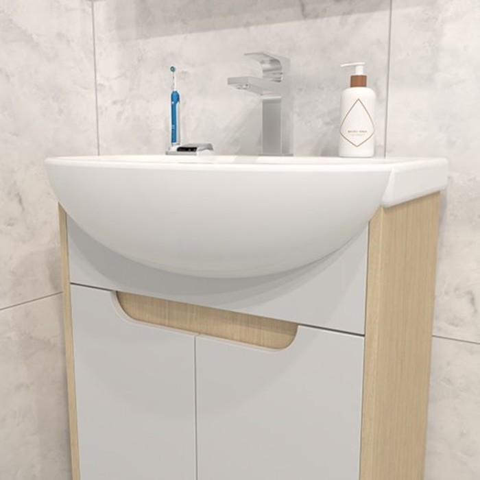 фото Тумба венера 50, с раковиной элегия, цвет сонома, 30 х 45 х 82 logro