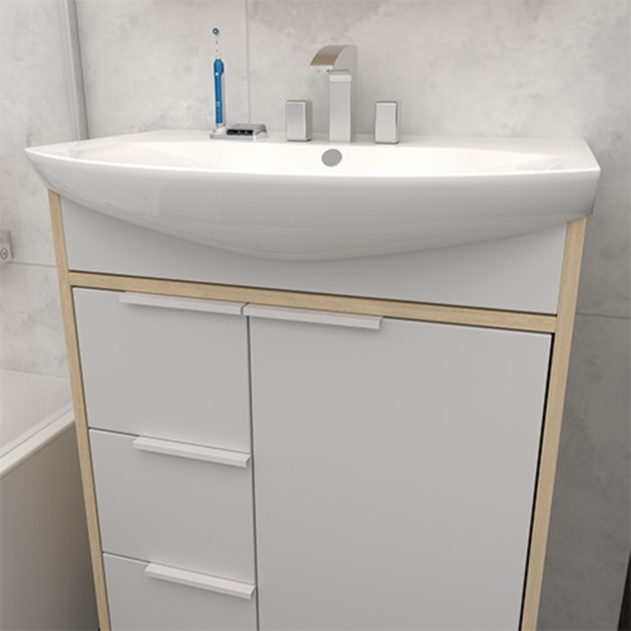 фото Тумба флора 60-3, с раковиной амур, цвет сонома, 30 х 58 х 82 logro