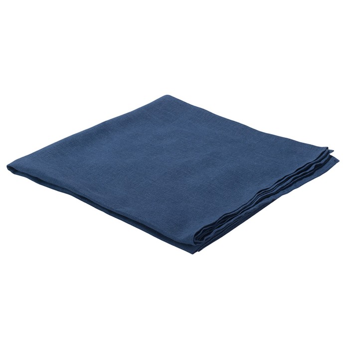 фото Скатерть из стираного льна синего цвета essential, размер 170х170 см tkano