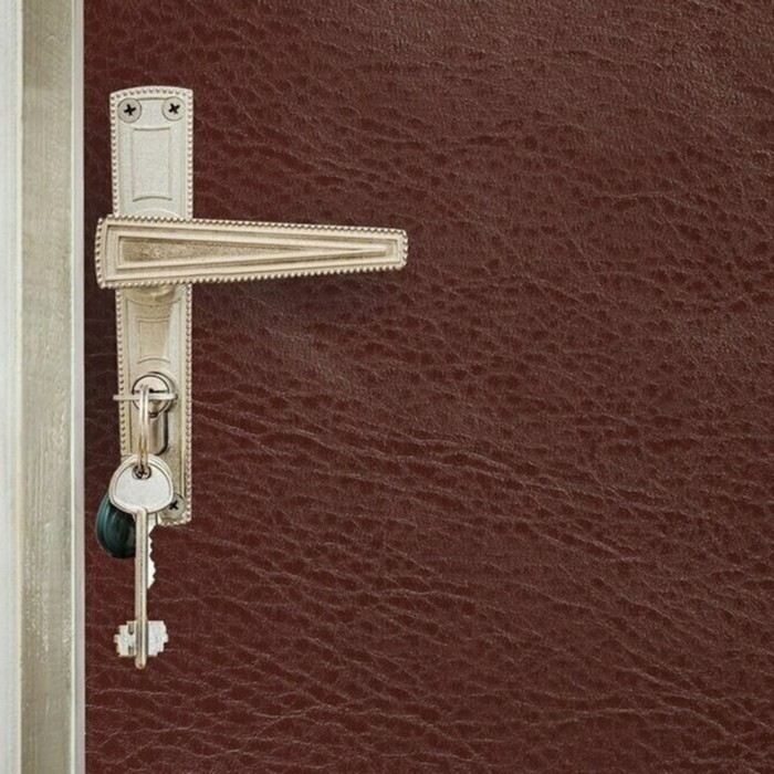 фото Комплект для обивки дверей, 80 × 200 см: иск.кожа, ватин, гвозди 50 шт., струна 10 м, коричневый, praktische home