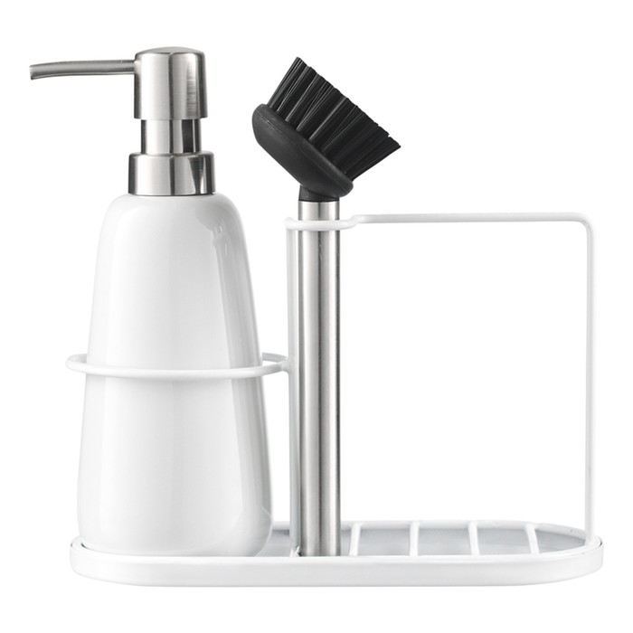 фото Органайзер с диспенсером для мыла smart solutions gunvor, 380 мл, цвет белый