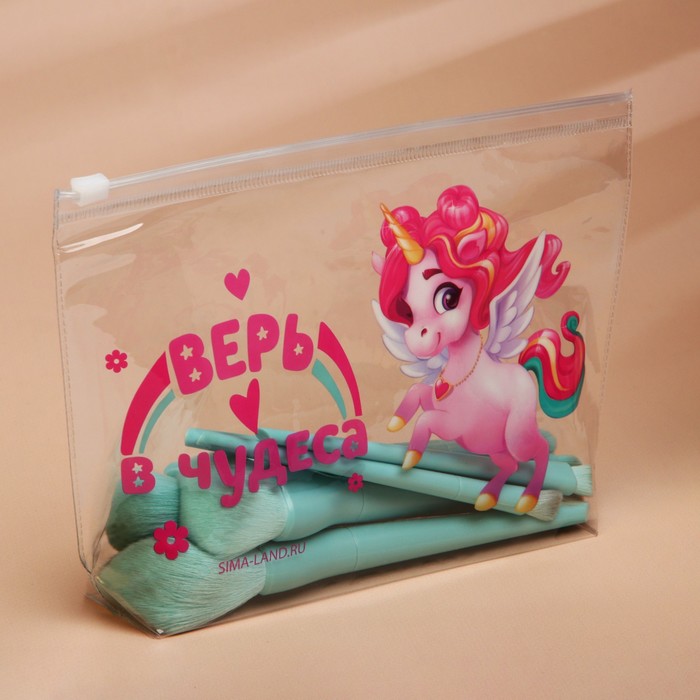 фото Косметичка из прозрачного pvc 21 х2 х14 см «верь в чудеса. единорог» beauty fox