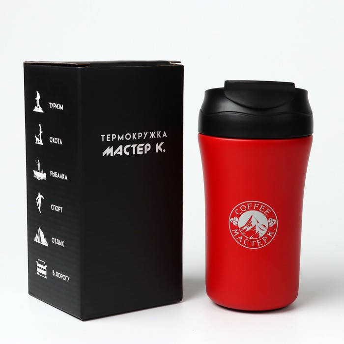 фото Термокружка, 400 мл, coffee "мастер к", сохраняет тепло 5 ч, красная