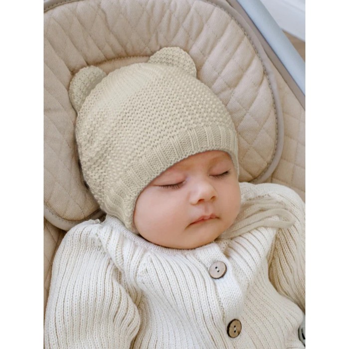 фото Шапка детская демисезонная, pure love teddy, размер 46-48, цвет молочный amarobaby