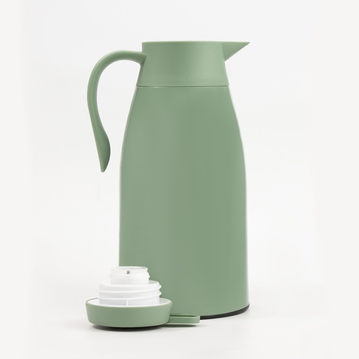 фото Термос-кофейник, 1.5 л, сохраняет тепло 24 ч, с термометром, стеклянная колба, зеленый take it easy