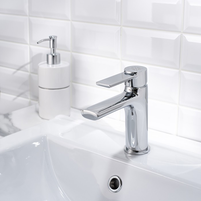 фото Смеситель для раковины "рмс" sl130-001f, однорычажный, картридж 35 мм, латунь, хром ростовская мануфактура сантехники