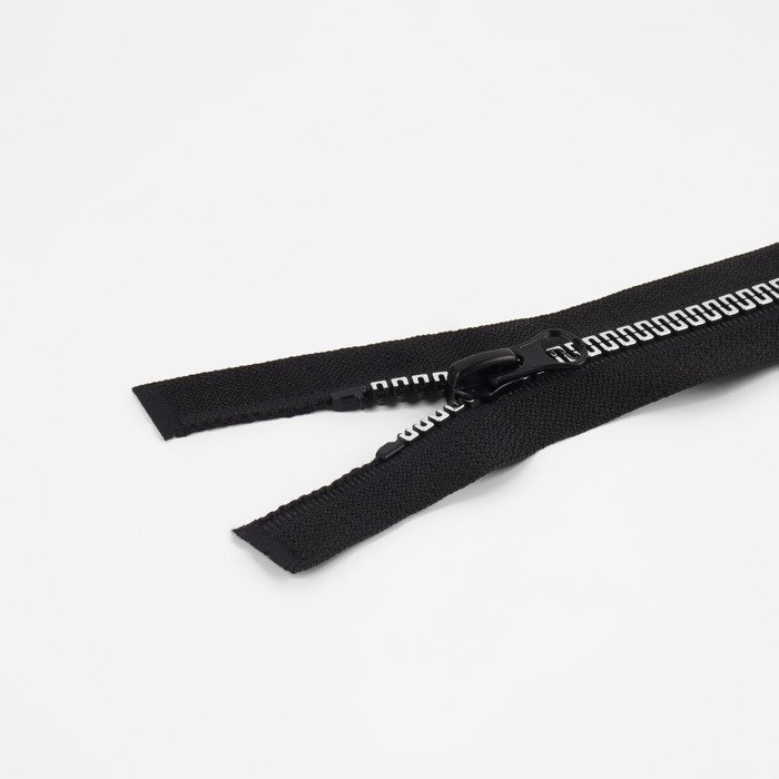 фото Молния разъёмная «трактор», №5, замок автомат, 60 см, цвет чёрный/белый/красный