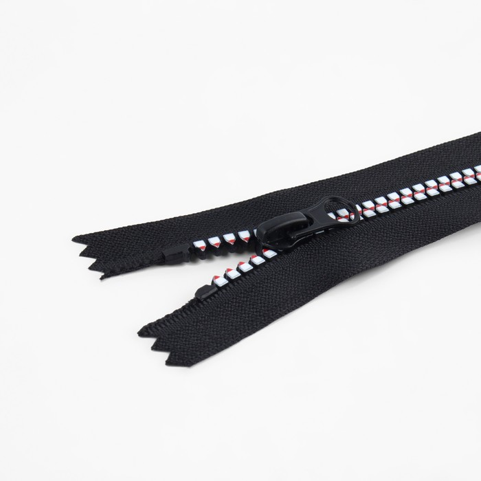 фото Молния неразъёмная «трактор», №5, замок автомат, 18 см, цвет чёрный/белый/красный