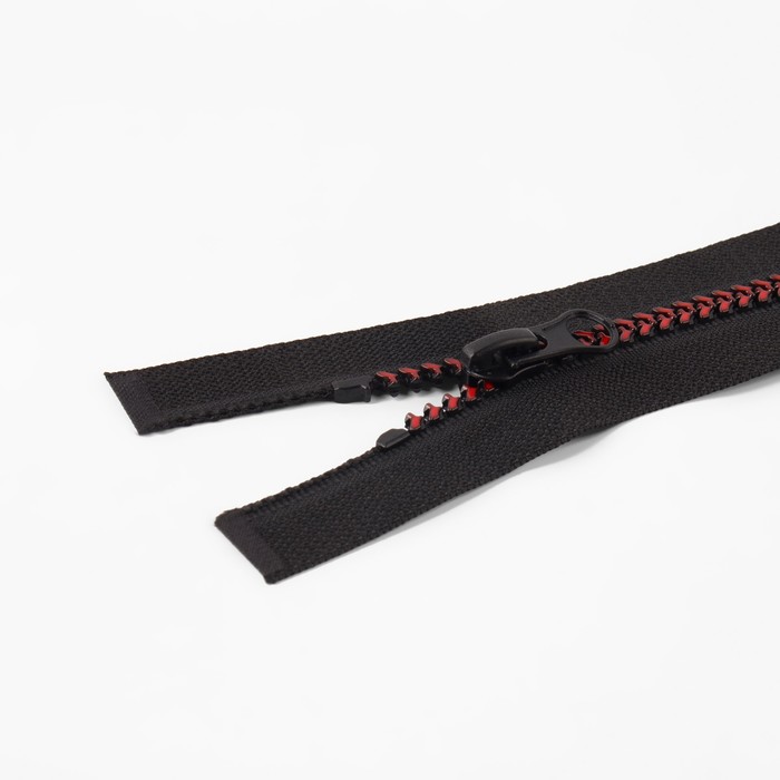 фото Молния разъёмная «трактор», №5, замок автомат, 80 см, цвет чёрный/бордовый