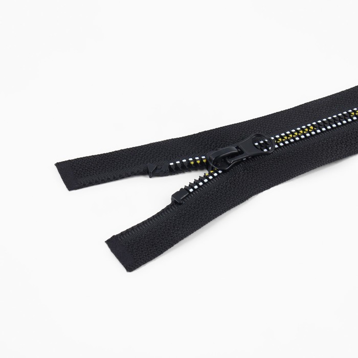 фото Молния разъёмная «трактор», №5, замок автомат, 60 см, цвет чёрный/белый/жёлтый