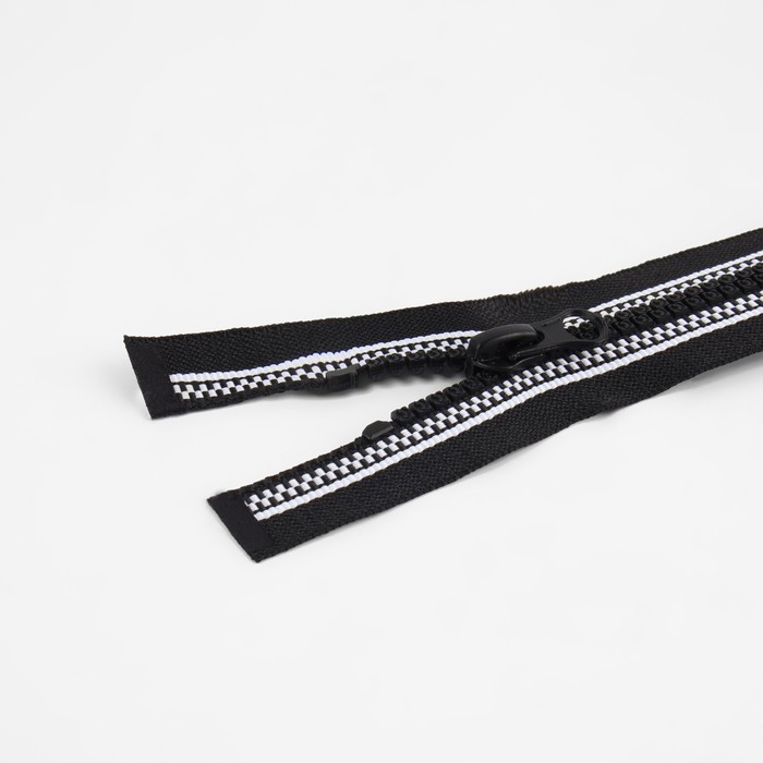 фото Молния разъёмная «трактор», №5, замок автомат, 70 см, цвет чёрный/белый