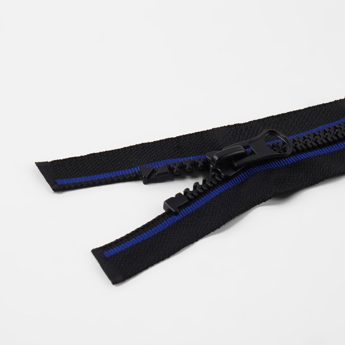 фото Молния разъёмная «трактор», №8, замок автомат, 80 см, цвет чёрный/синий