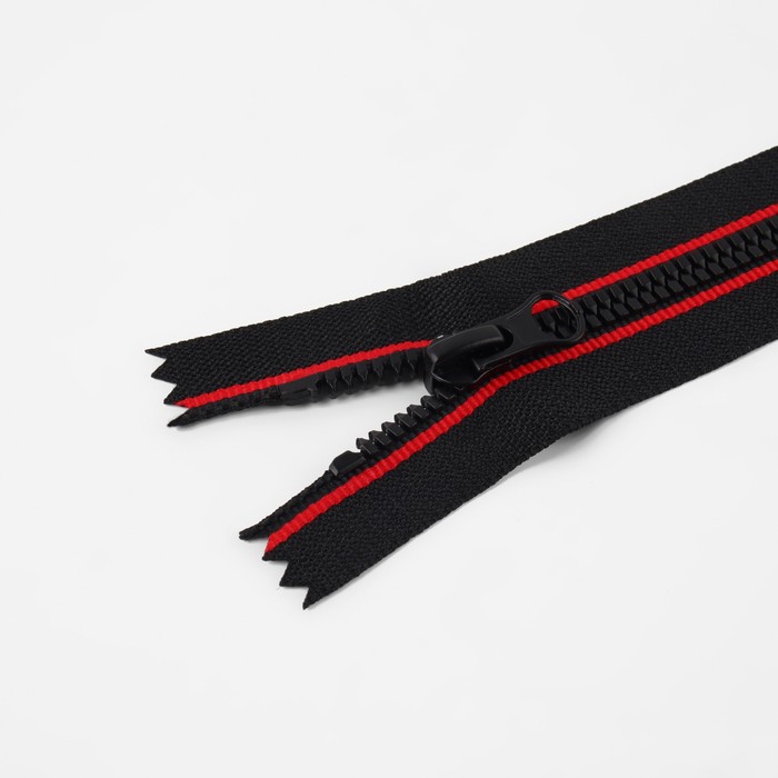 фото Молния неразъёмная «трактор», №5, замок автомат, 18 см, цвет чёрный/красный