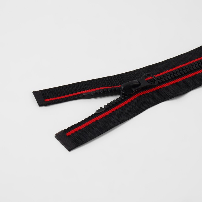 фото Молния разъёмная «трактор», №5, замок автомат, 80 см, цвет чёрный/красный