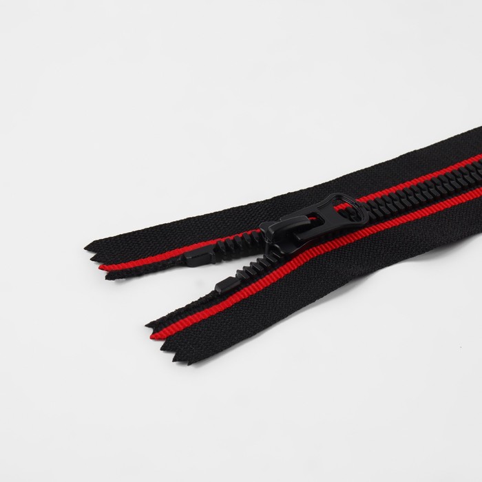 фото Молния неразъёмная «трактор», №8, замок автомат, 18 см, цвет чёрный/красный