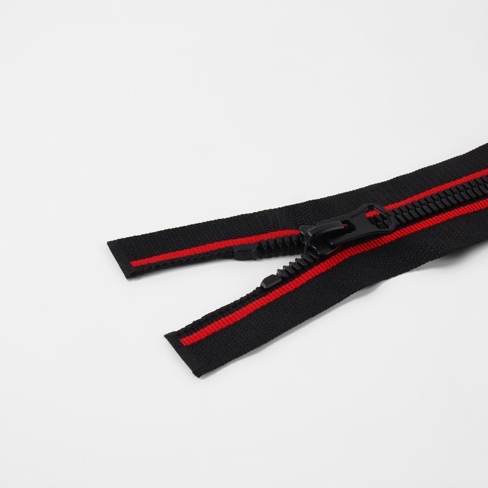 фото Молния разъёмная «трактор», №8, замок автомат, 80 см, цвет чёрный/красный