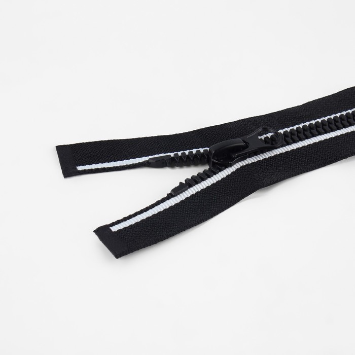 фото Молния разъёмная «трактор», №5, замок автомат, 60 см, цвет чёрный/белый