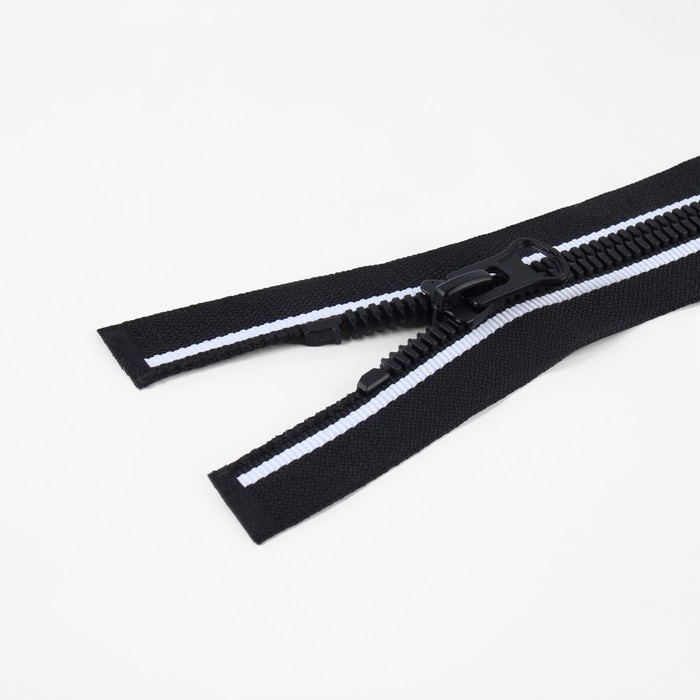 фото Молния разъёмная «трактор», №8, замок автомат, 80 см, цвет чёрный/белый