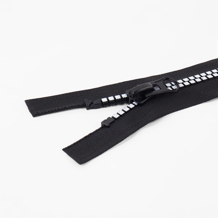 фото Молния разъёмная «трактор», №8, замок автомат, 60 см, цвет чёрный/белый