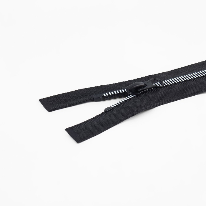 фото Молния разъёмная «трактор», №5, замок автомат, 80 см, цвет чёрный/белый