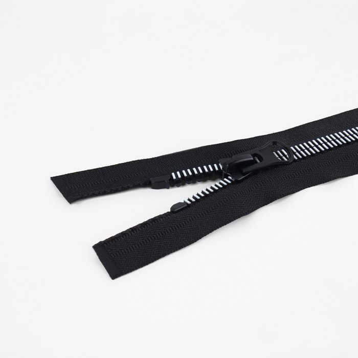 фото Молния разъёмная «трактор», №8, замок автомат, 60 см, цвет чёрный/белый