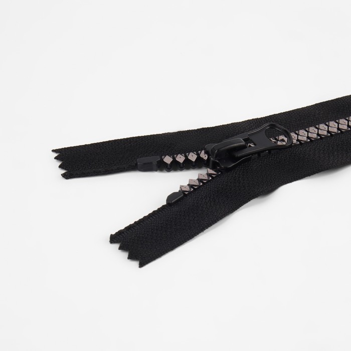 фото Молния неразъёмная «трактор», №8, замок автомат, 18 см, цвет чёрный/чёрный никель