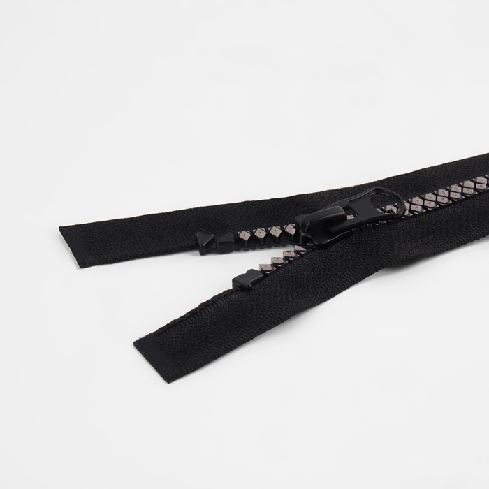 фото Молния разъёмная «трактор», №8, замок автомат, 80 см, цвет чёрный/чёрный никель