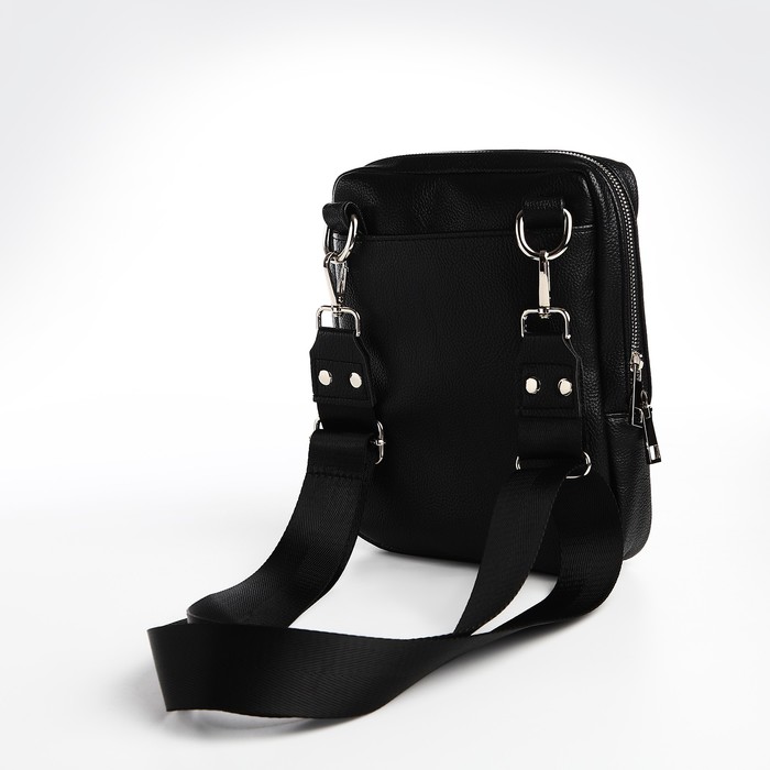 фото Сумка мужская textura через плечо, искусственная кожа, цвет чёрный