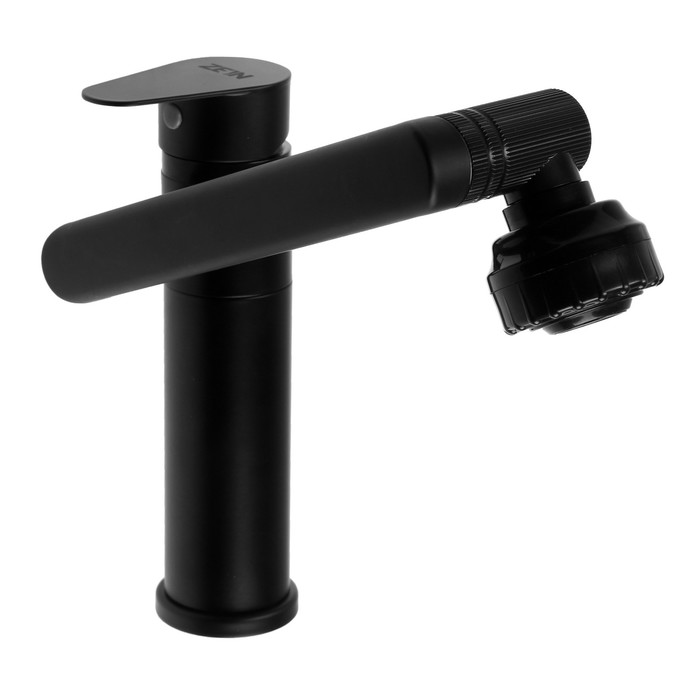 фото Смеситель для раковины zein z3509, поворотный излив 360°, картридж 35 мм, латунь, черный