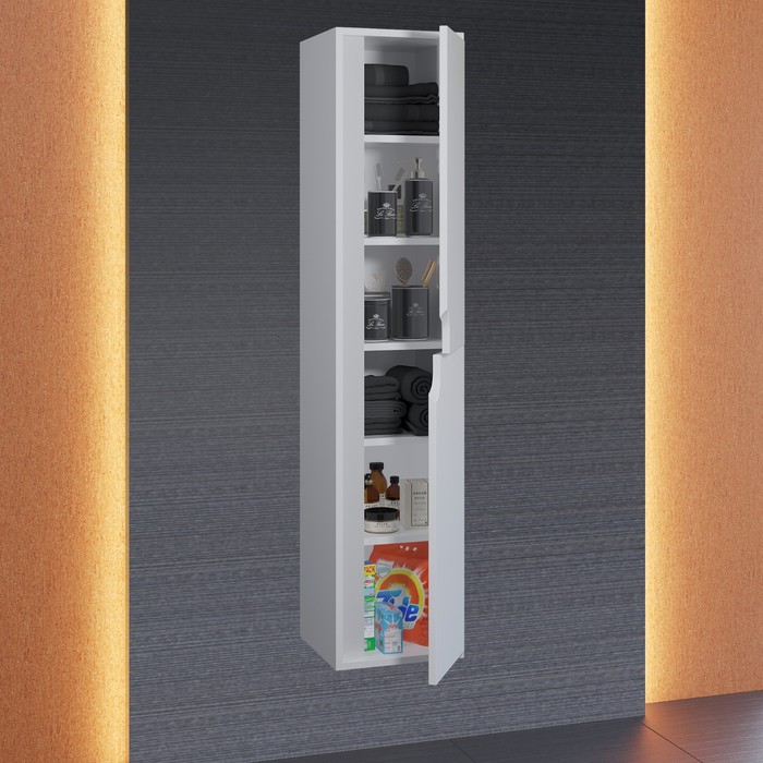 фото Шкаф-пенал uperwood modul, 33х36х150 см, подвесной, с дверцами, матовый, белый