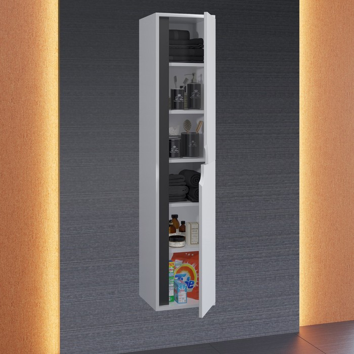 фото Шкаф-пенал uperwood modul, 33х36х150 см, подвесной, с дверцами, матовый, белый/графит