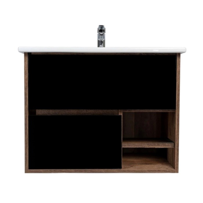 фото Тумба «люксембург» 2 ящика, подвесная, 446х556х560 мм, чёрная, с раковиной элина 60 viant