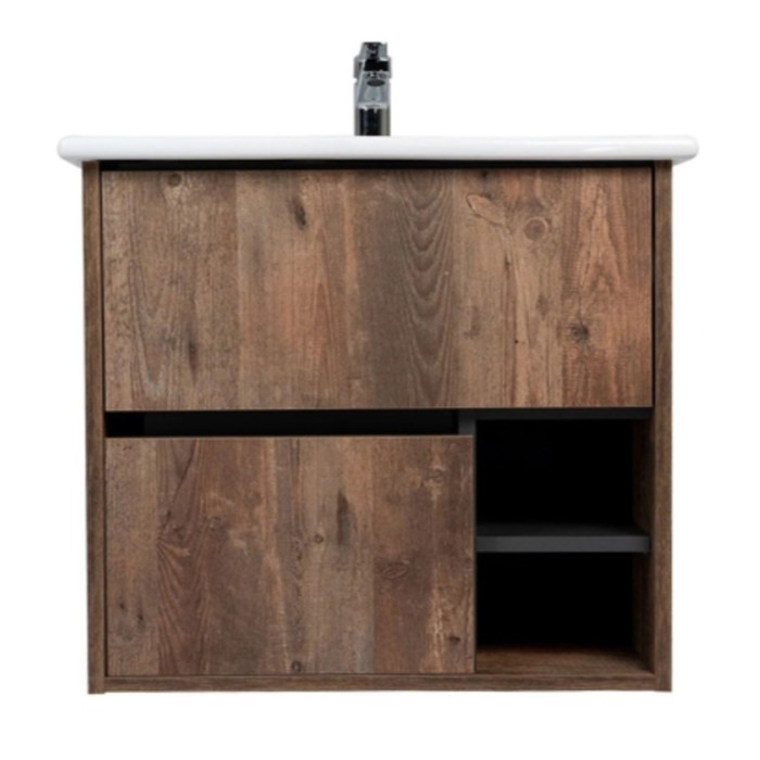 фото Тумба «люксембург» 2 ящика, подвесная, 446х706х560 мм, дерево, с раковиной элина 75 viant