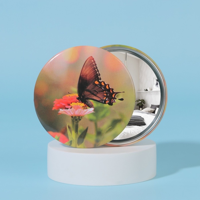 фото Зеркало карманное «бабочки», d = 7 см, цвет микс queen fair