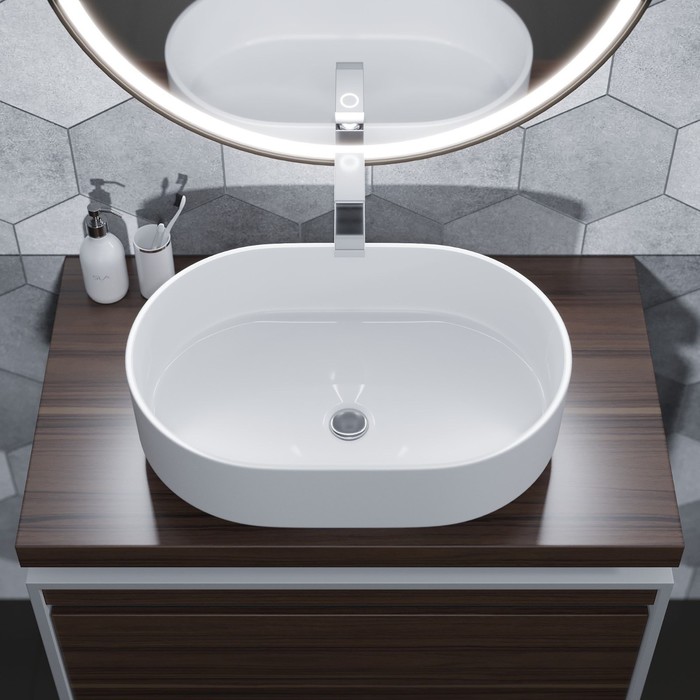 фото Раковина для ванной накладная uperwood aura, 60 см, овальная, белая