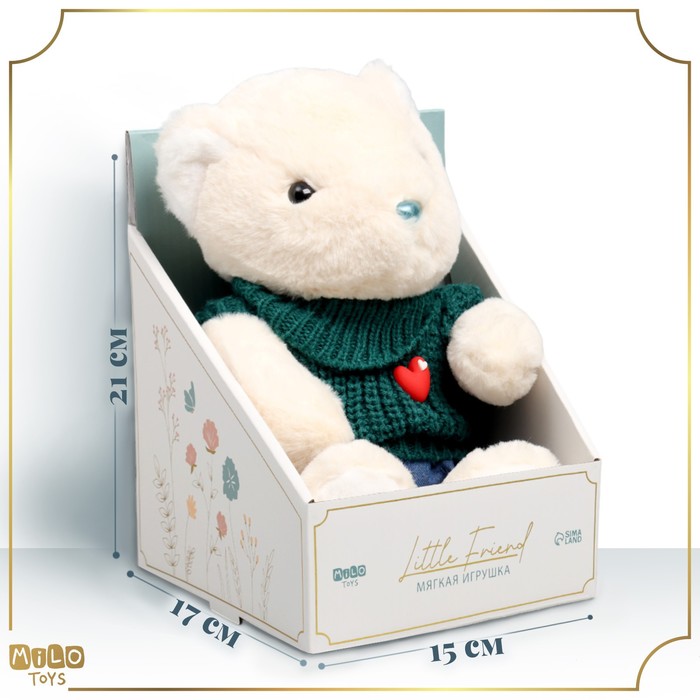 фото Мягкая игрушка "little friend", мишка в зеленом свитере milo toys