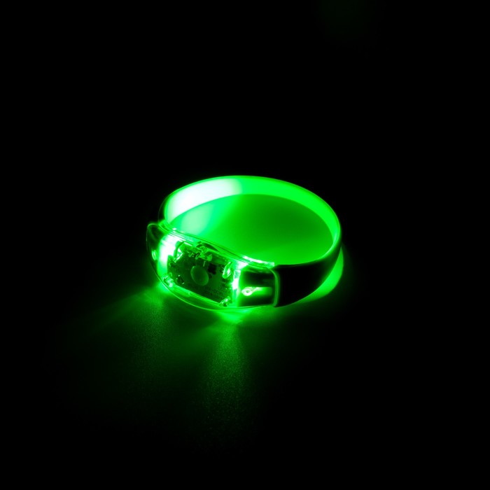 фото Светодиодный браслет зелёный, батарейки cr2016х2, свечение зелёное