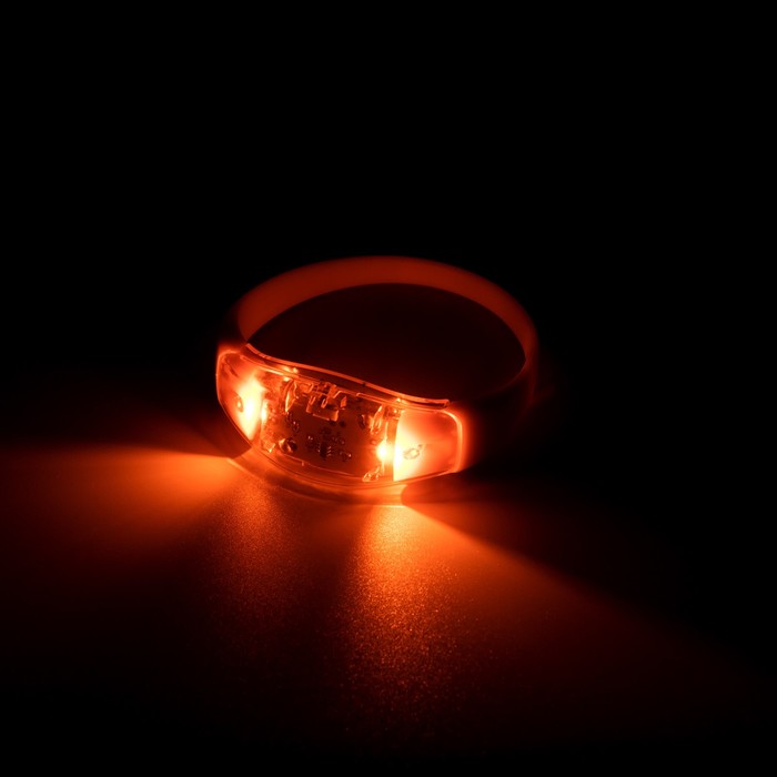 фото Светодиодный браслет оранжевый батарейки cr2016х2, свечение оранжевое