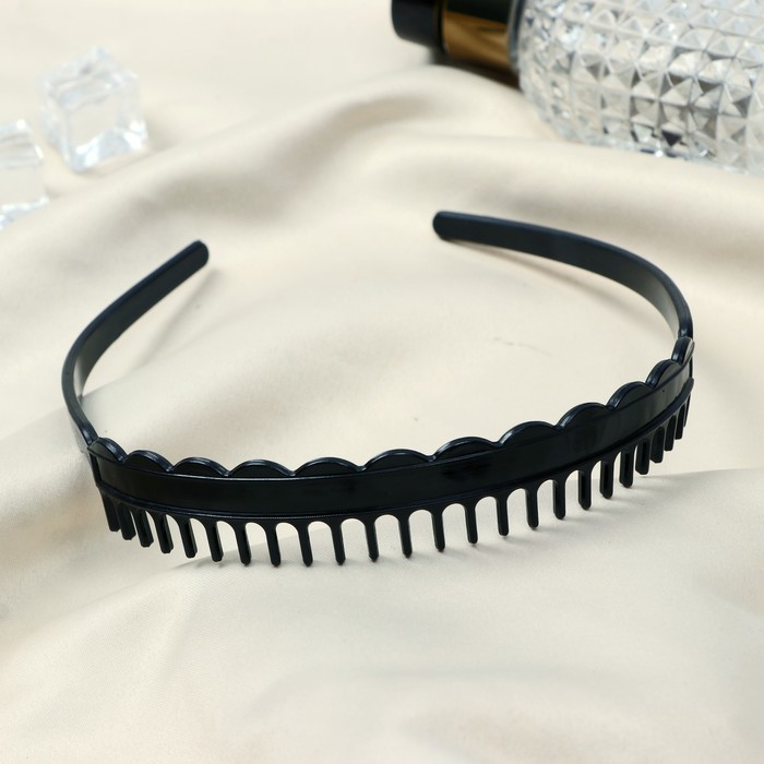 фото Ободок для волос "ночка" гребень дуги, 2 см, чёрный